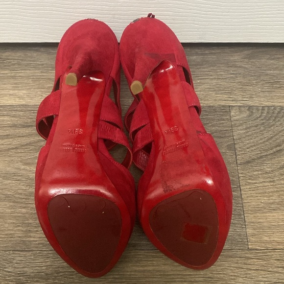 Miu Miu | Red Suede strappy Heels | 39 1/2 - Picture 11 of 11